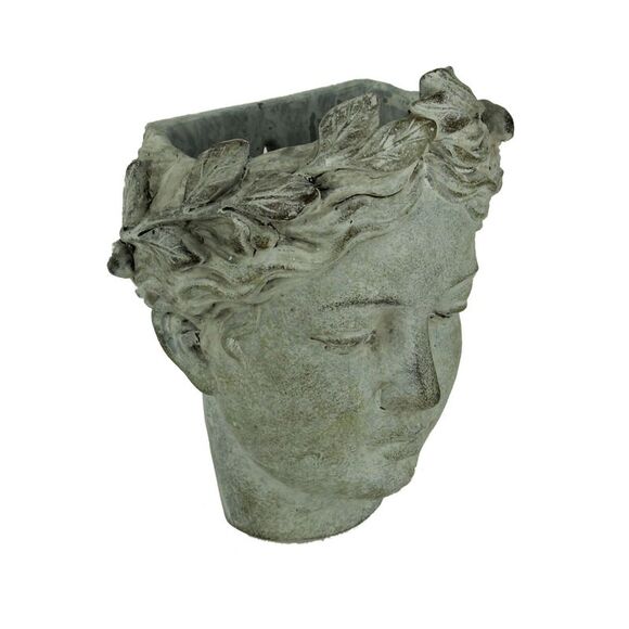Distressed Cement Classic Greek Lady Head Indoor/Outdoor Hanging Planters Set - Picture 2 of 3